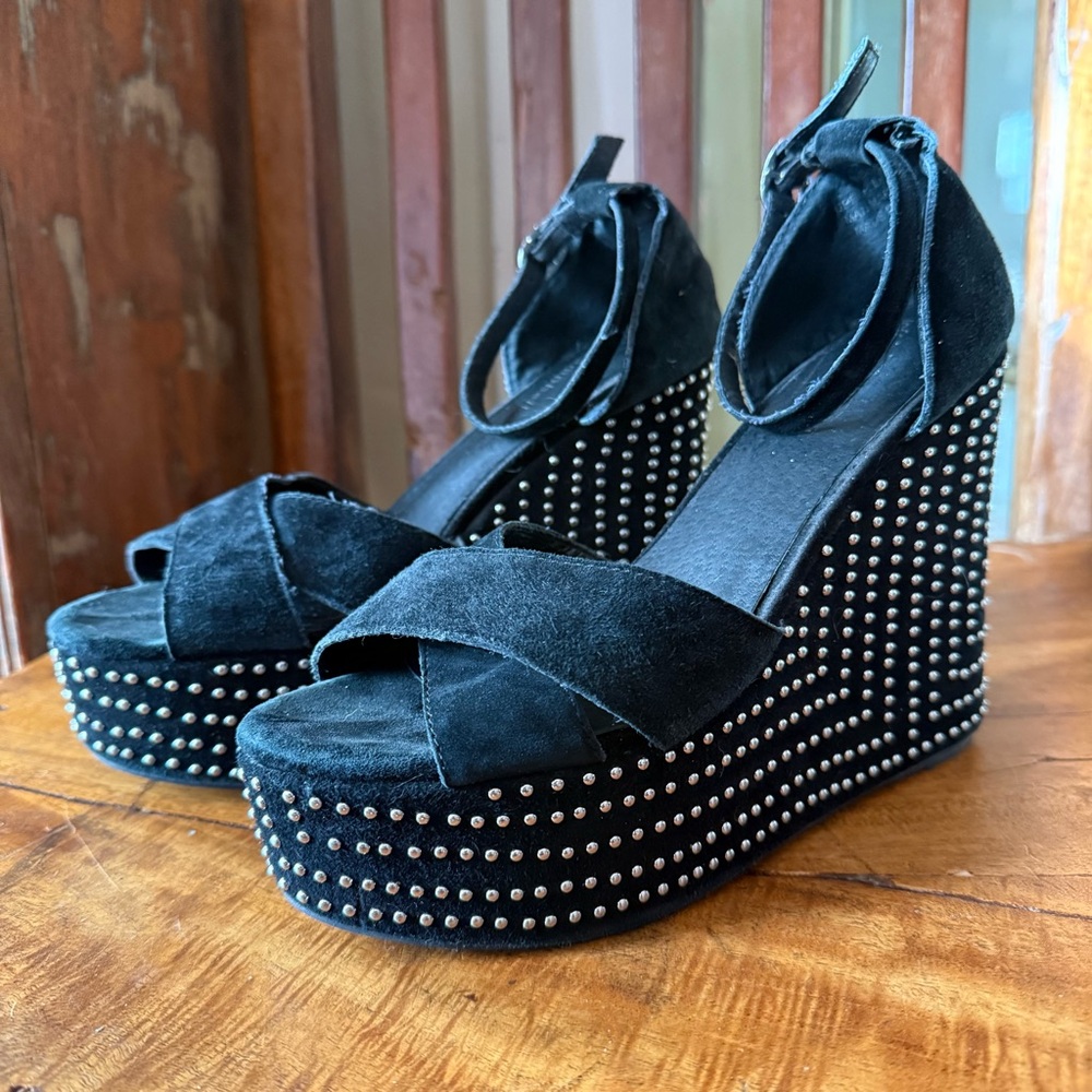 Jeffrey Campbell Studded Platform Wedges – Black Suede – Women’s 8.5 - Picture 6 of 16